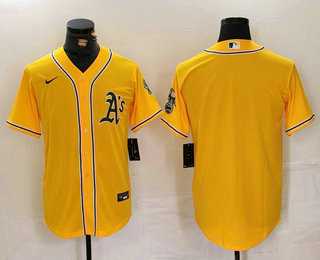 Mens Oakland Athletics Blank Yellow Cool Base Stitched Baseball Jersey